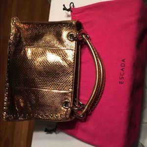 Escada gold snakeskin purse